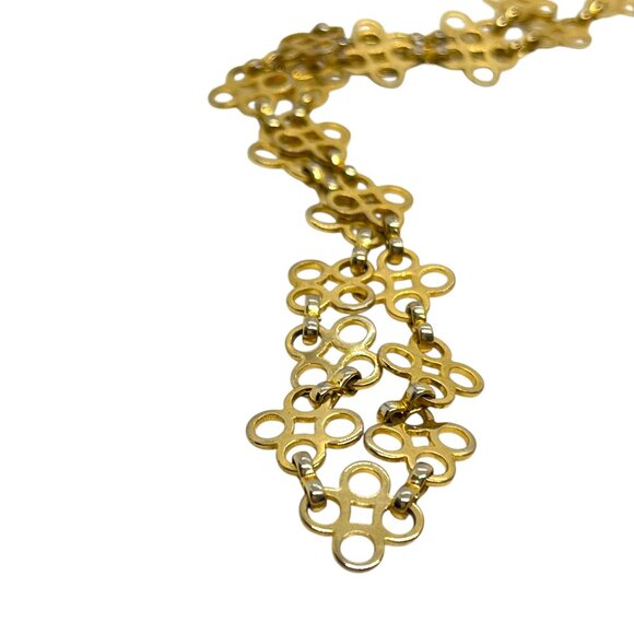 TORY BURCH SIGNATURE LOGO GOLD TONE CHAIN LINK NECKLACE LONG 32" LENGTH LAYERING - Picture 7 of 12